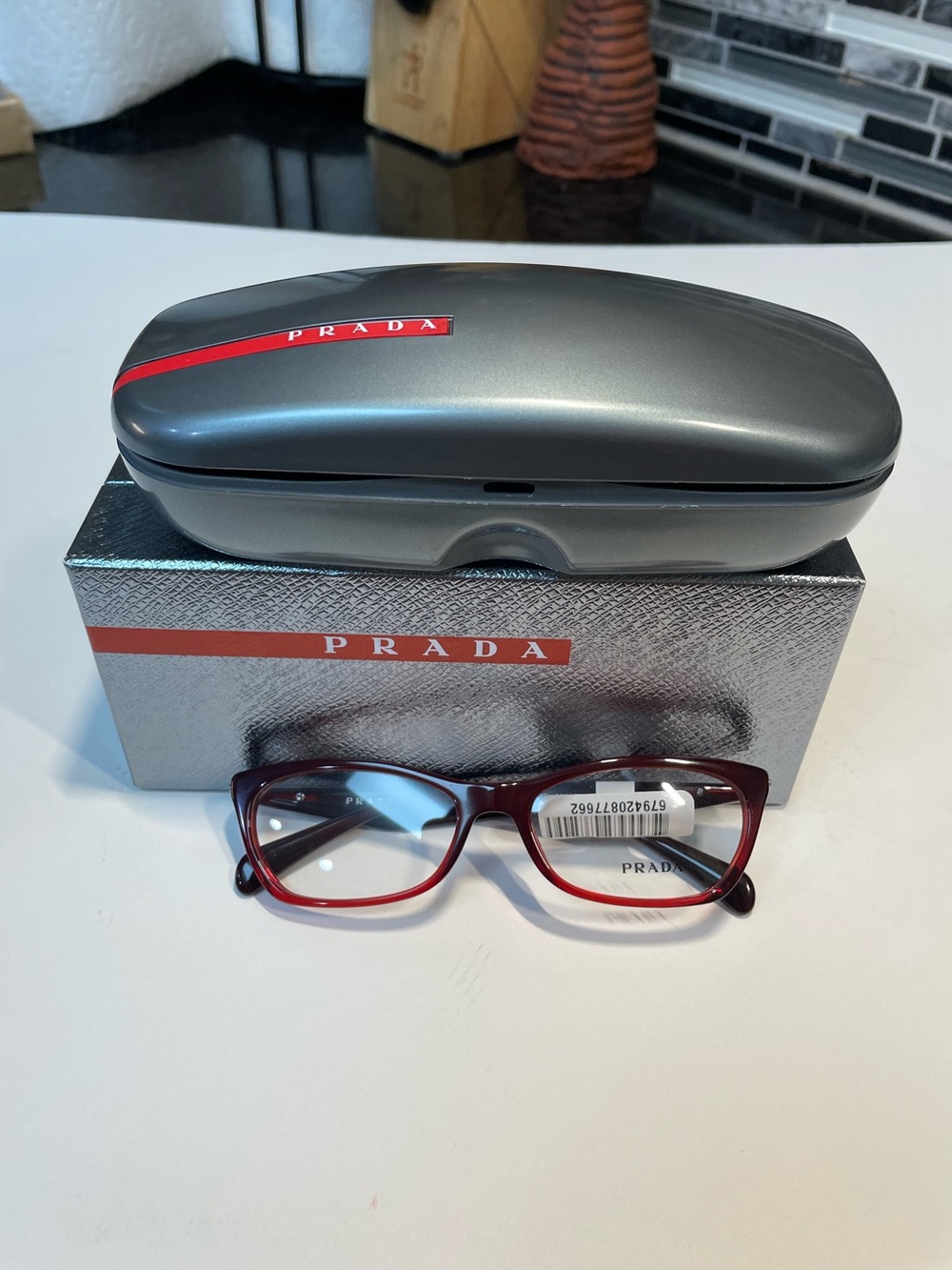 Prada VPR 15P MAX-101 Burgundy Red Authentic Eyeglasses 53-16  Italy W/ Boxes